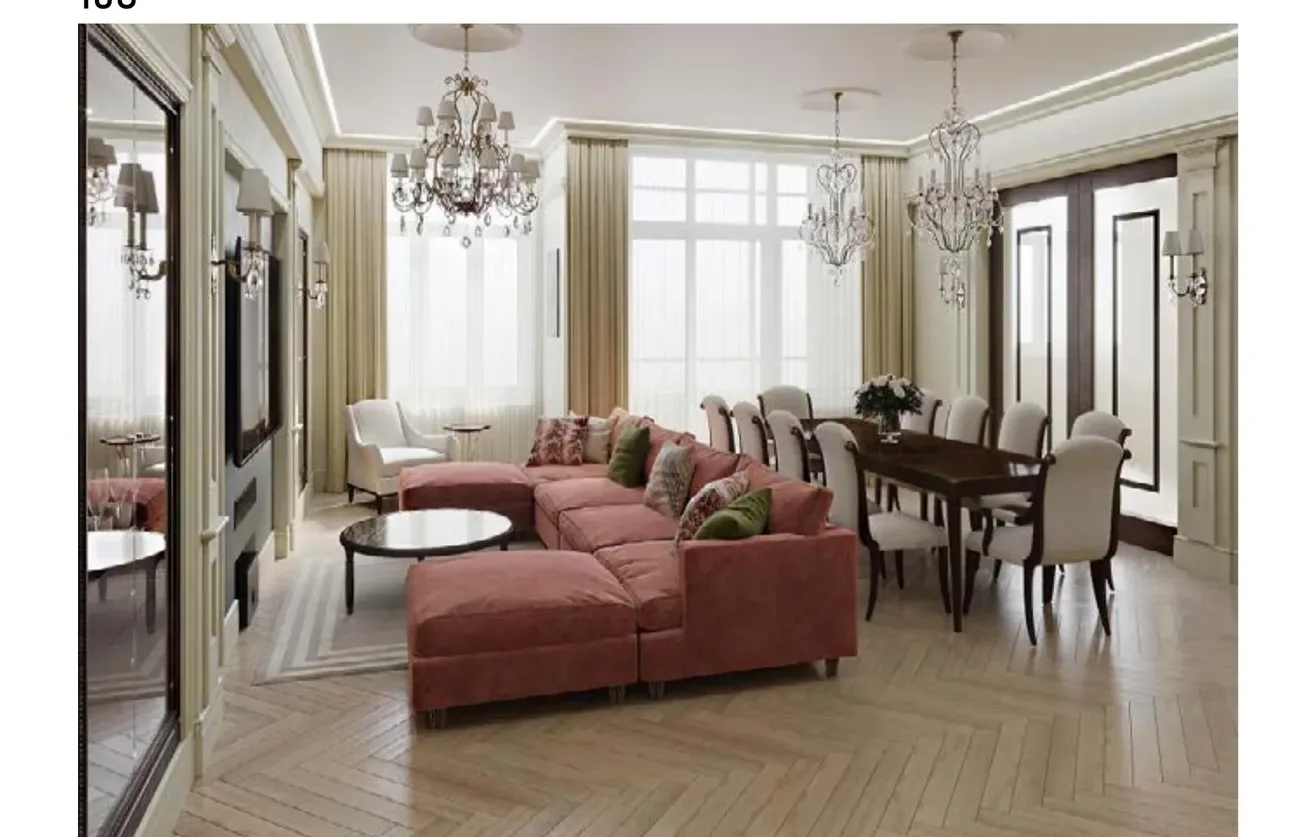 Salón con acabados premium